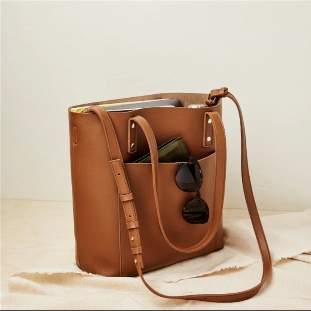 NWT Henny+Lev Brown Vegan Leather 2 in 1 Everyday Tote Bag